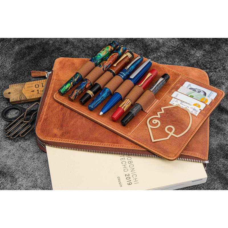 Galen Leather Galen Leather Zippered Writer's Bank Bag Crazy Horse Tan