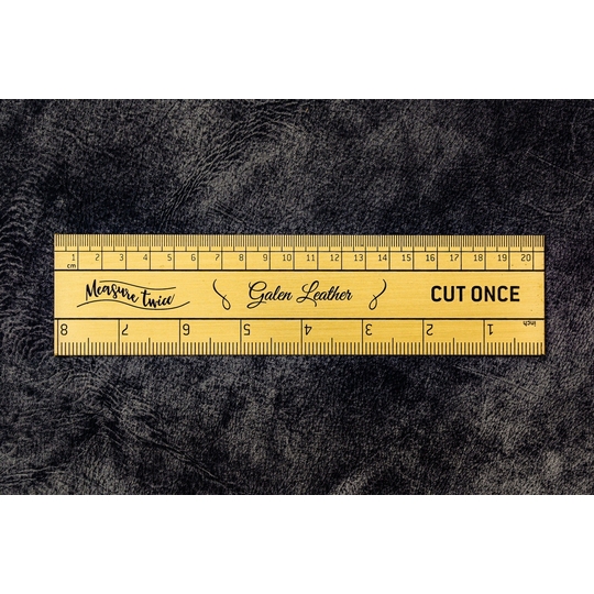 Galen Leather Brass Ruler Righello in Ottone