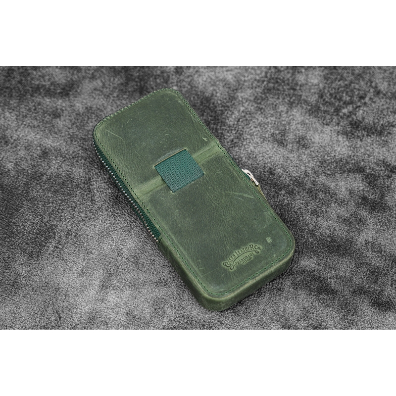 Galen Leather Galen Leather Magnum Opus Portapenne in Pelle 3 Posti Crazy Horse Forest Green