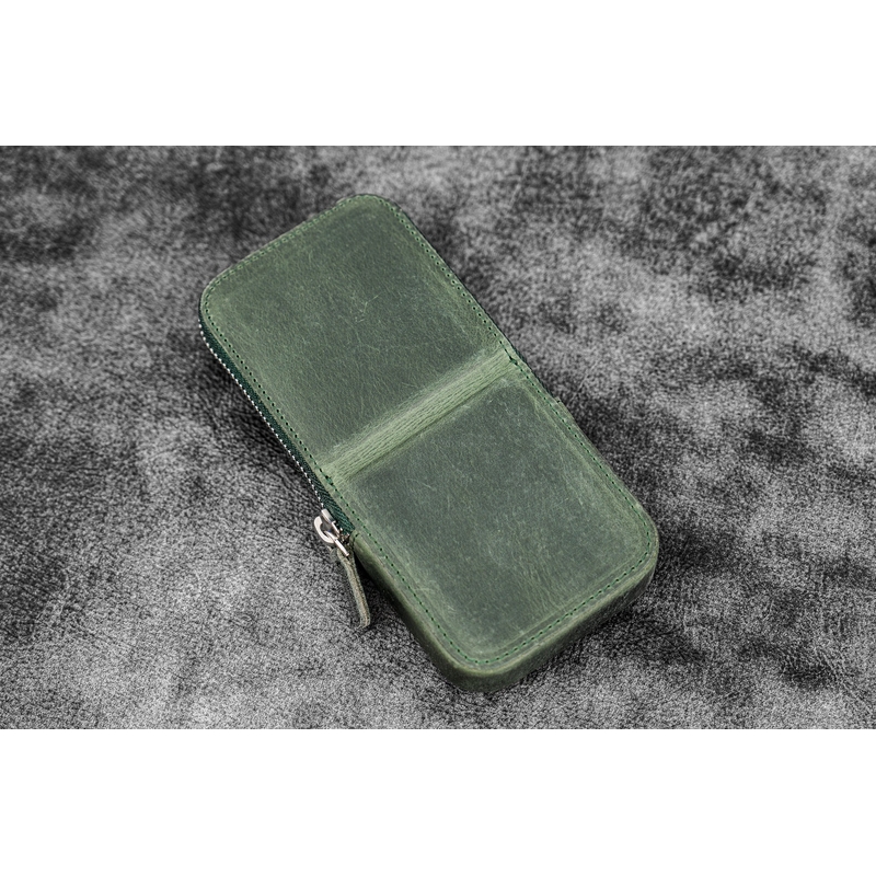 Galen Leather Galen Leather Magnum Opus Portapenne in Pelle 3 Posti Crazy Horse Forest Green