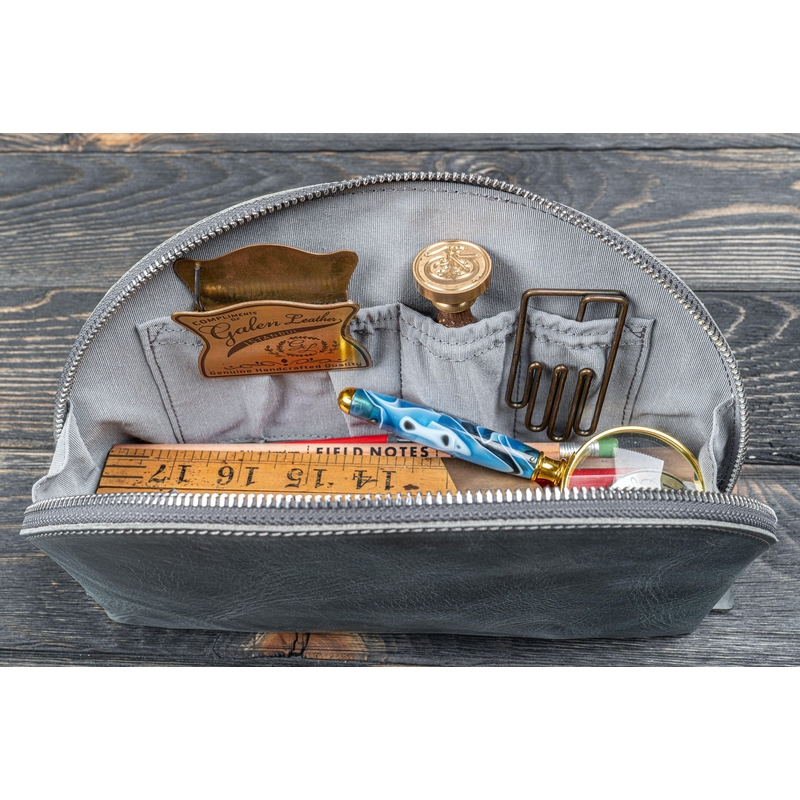 Galen Leather Galen Leather Lunar Makeup Bag Crazy Horse Smoky