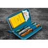 Galen Leather Galen Leather Portapenne in Pelle con Zip 3 Posti Crazy Horse Ocean Blue