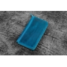 Galen Leather Galen Leather Portapenne in Pelle con Zip 3 Posti Crazy Horse Ocean Blue
