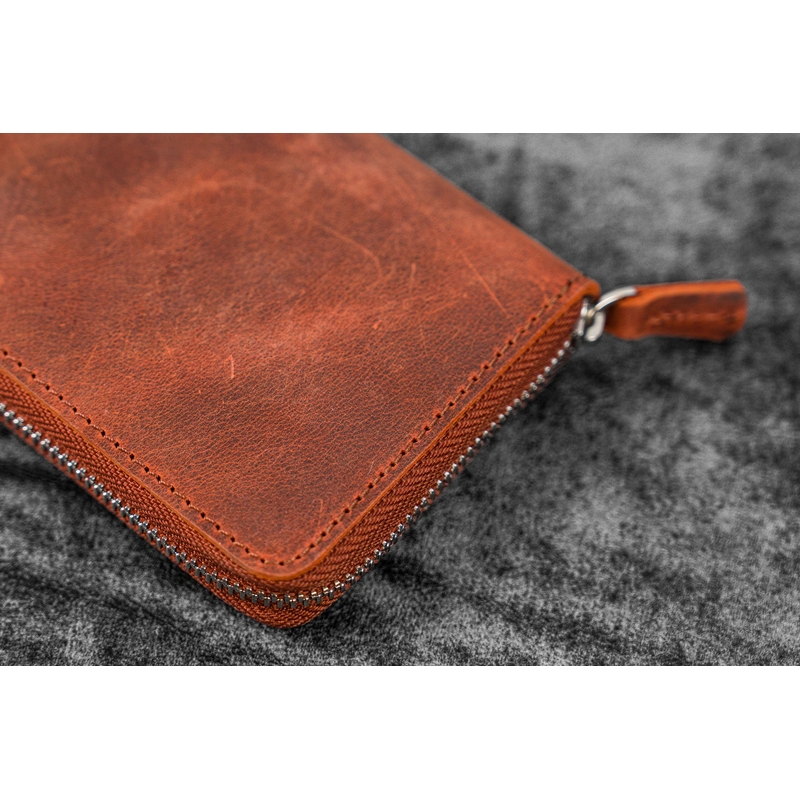 Galen Leather Galen Leather Zippered 3 Slots Pen Case Crazy Horse Orange