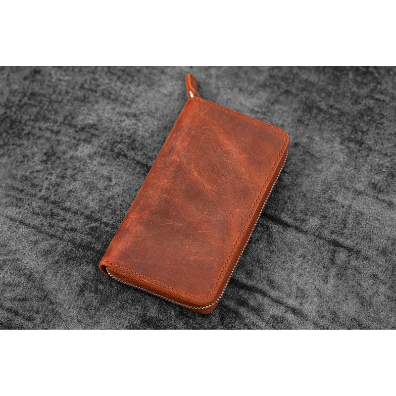 Galen Leather Galen Leather Zippered 3 Slots Pen Case Crazy Horse Orange