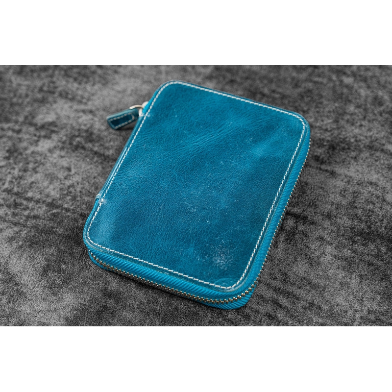 Galen Leather Galen Leather Zippered 10 Slots Pen Case Crazy Horse Ocean Blue