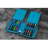 Galen Leather Galen Leather Zippered 10 Slots Pen Case Crazy Horse Ocean Blue