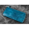 Galen Leather Galen Leather Slip-N-Zip Portapenne in Pelle 4 Posti Crazy Horse Ocean Blue