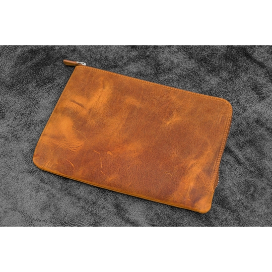Galen Leather Writer's Bank Bag con Portapenne 7 Posti Crazy Horse Brown