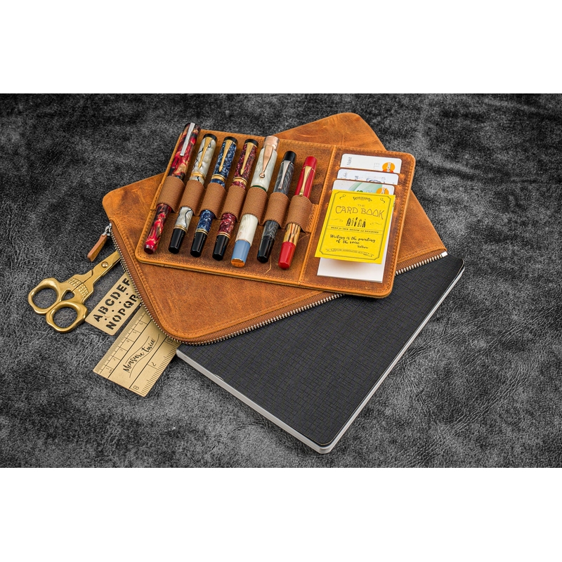 Galen Leather Galen Leather Zippered Writer's Bank Bag Crazy Horse Brown