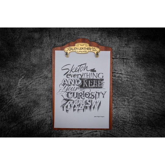 Galen Leather Clipboard Cartella A4 in Legno di Mogano