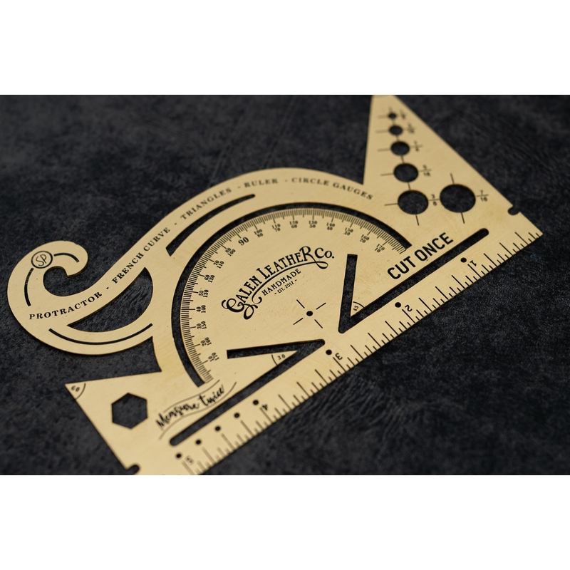 Galen Leather Galen Leather Brass Combine Tool Righello Multiuso in Ottone - Pollici