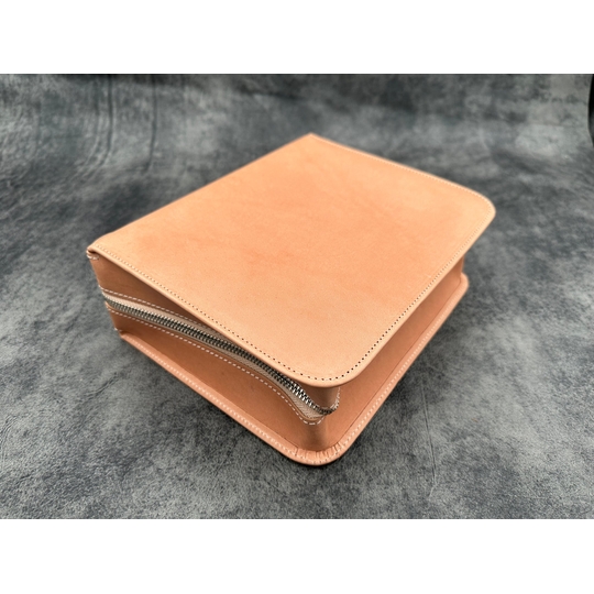 Galen Leather Zippered 40 Slots Pen Case Undyed