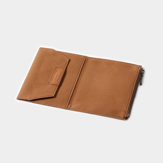 Traveler's Factory Cotton Zipper Case Passport Size Marrone