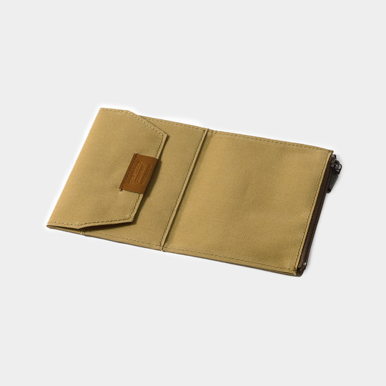 Traveler's Factory Cotton Zipper Case Passport Size Beige