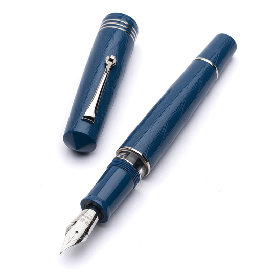 Leonardo Momento Zero Grande 2.0 L'Arte del Guillochè Penna Stilografica Iris Blue & Rodio