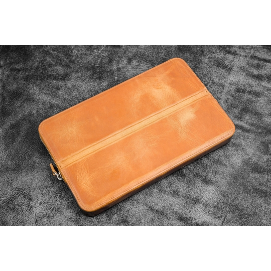 Galen Leather Magnum Opus Portapenne in Pelle 12 Posti Crazy Horse Honey Ochre