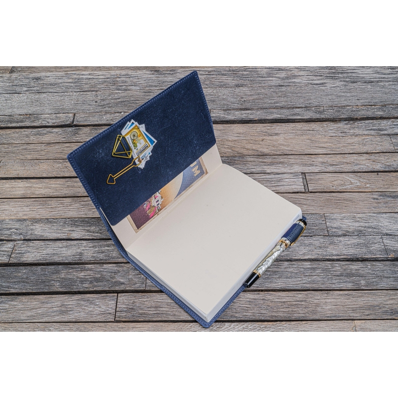 Galen Leather Galen Leather Cover A5 in Pelle Crazy Horse Navy Blue