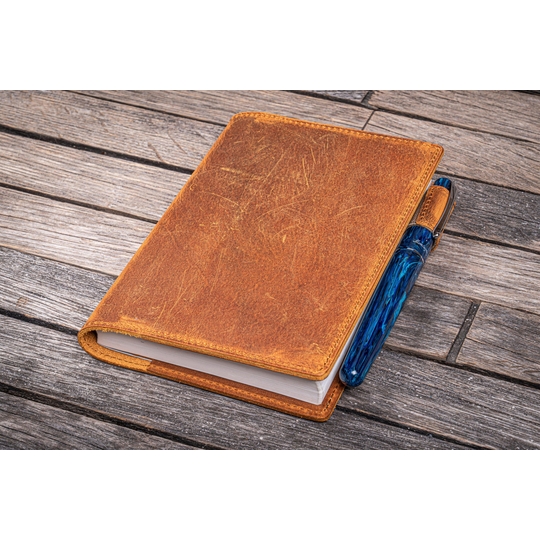 Galen Leather Slim Notebook Cover A6 Crazy Horse Brown