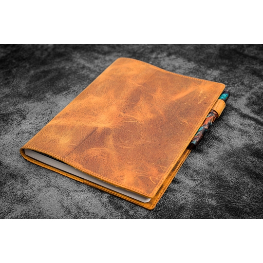 Galen Leather Slim Notebook Cover B5 Crazy Horse Brown