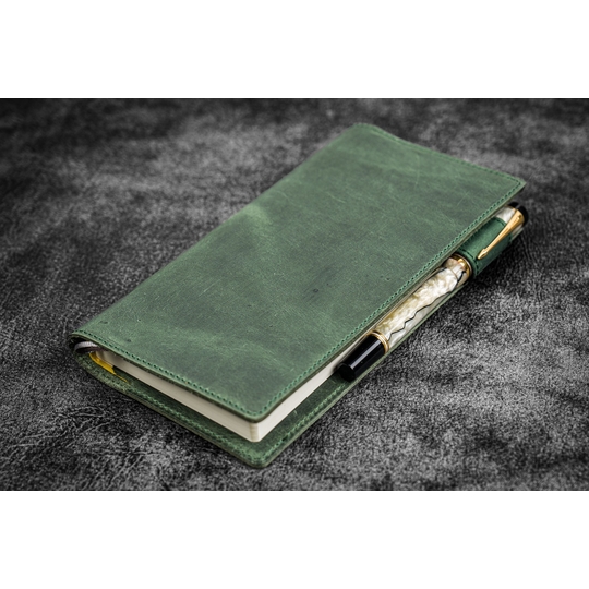 Galen Leather Cover Slim Hobonichi Weeks in Pelle Crazy Horse Forest Green