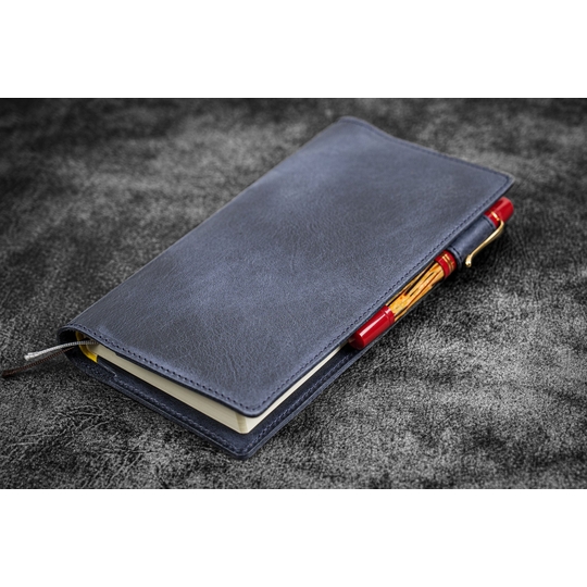 Galen Leather Cover Slim Hobonichi Weeks in Pelle Crazy Horse Navy Blue