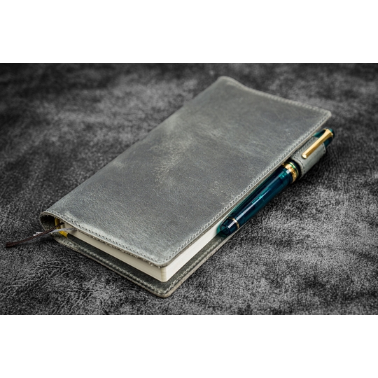 Galen Leather Cover Slim Hobonichi Weeks in Pelle Crazy Horse Smoky Grey