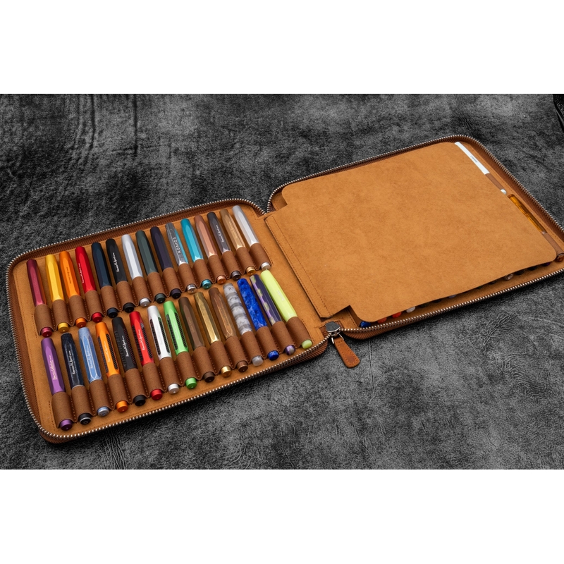 Galen Leather Galen Leather Portapenne in Pelle per Kaweco 60 Posti Crazy Horse Brown