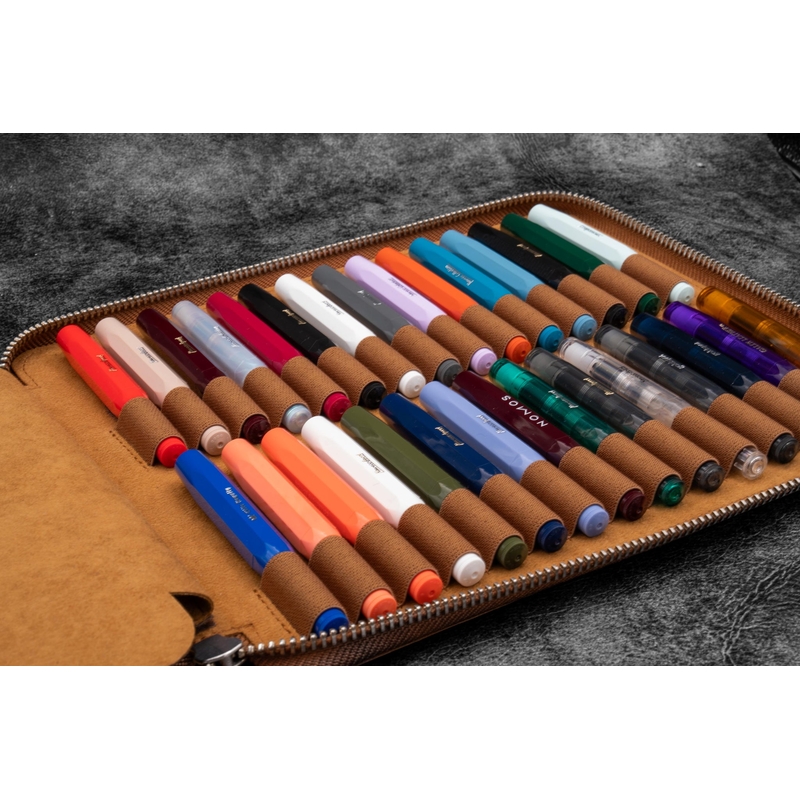Galen Leather Galen Leather Portapenne in Pelle per Kaweco 60 Posti Crazy Horse Brown