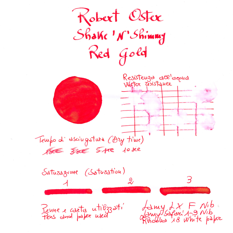 Robert Oster Shake 'N' Shimmy Red Gold Ink Bottle 50 ml