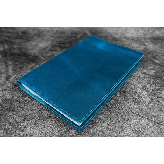 Galen Leather Slim Notebook Cover A5 Crazy Horse Ocean Blue