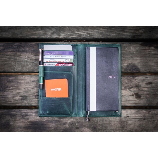 Galen Leather Cover Hobonichi Weeks Crazy Horse Forest Green