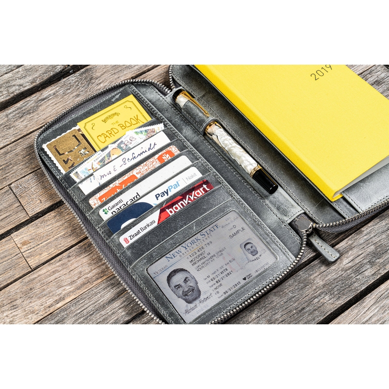 Galen Leather Galen Leather Zippered Cover Hobonichi Weeks Crazy Horse Smoky Grey
