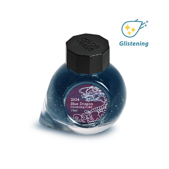 Colorverse 2024 Blue Dragon Glistening Gold Ink Bottle 15 ml