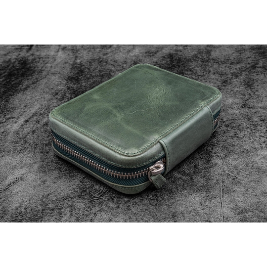 Galen Leather Expansi-Pouch Portapenne in Pelle 10 Posti Crazy Horse Forest Green