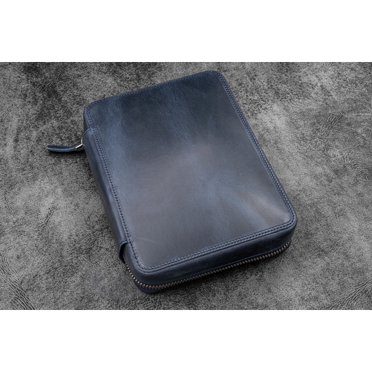 Galen Leather Expansi-Folio A5 Crazy Horse Navy Blue