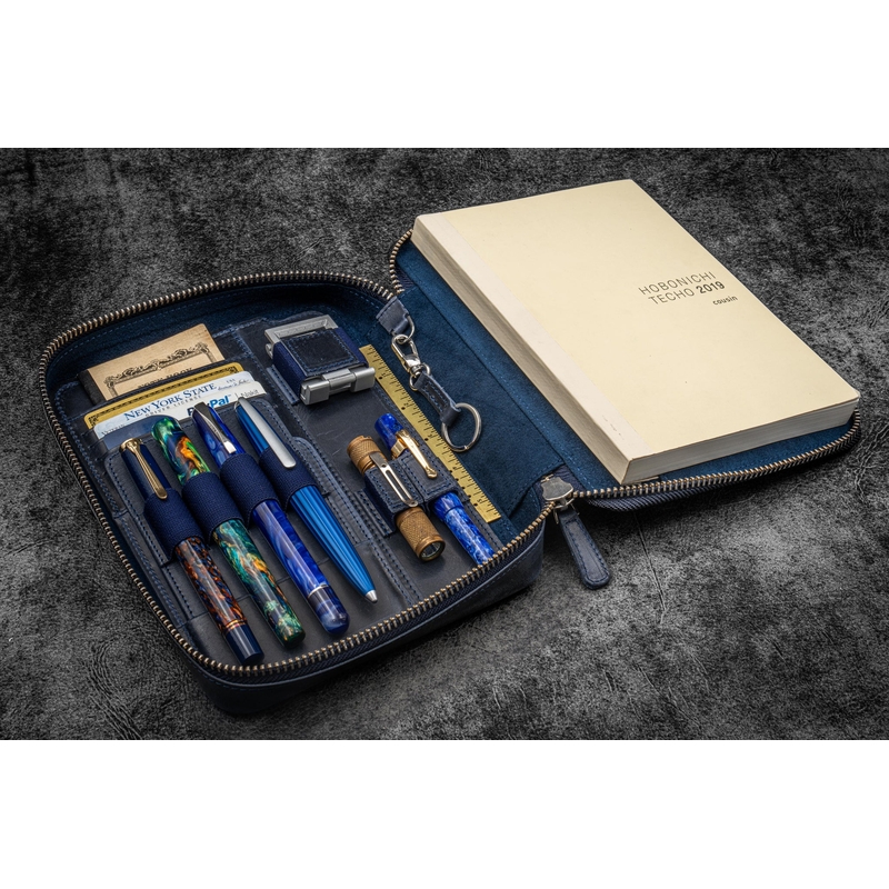 Galen Leather Galen Leather Expansi-Folio A5 Crazy Horse Navy Blue