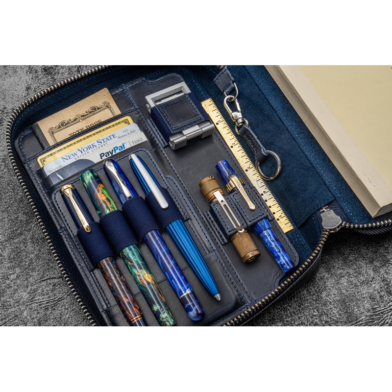 Galen Leather Galen Leather Expansi-Folio A5 Crazy Horse Navy Blue