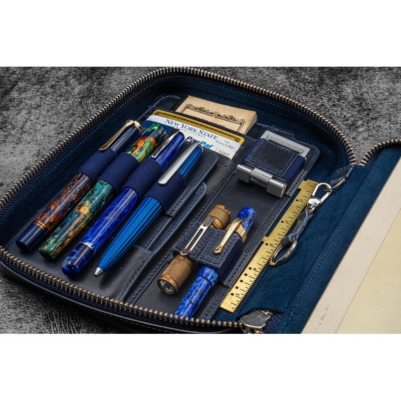 Galen Leather Galen Leather Expansi-Folio A5 Crazy Horse Navy Blue