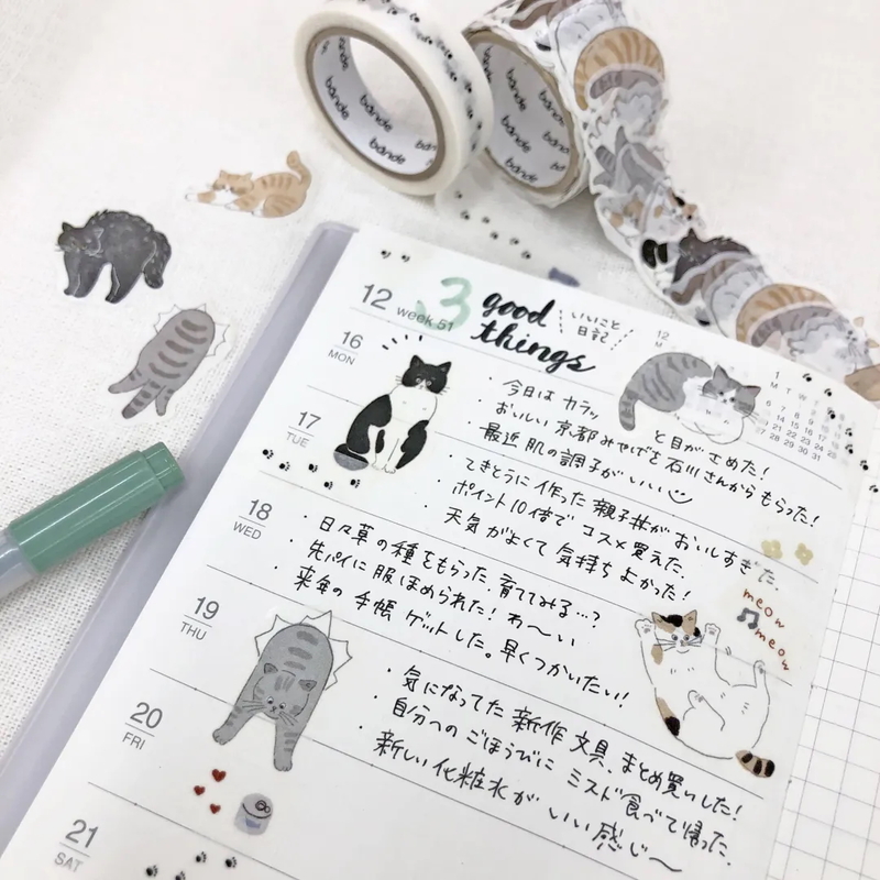 Bande Bande Washi Tape Relaxed Cat Walk
