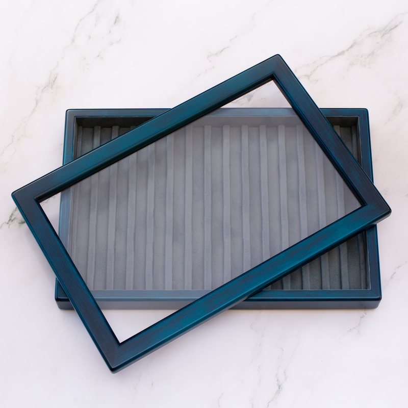 Toyooka Craft Toyooka Craft Pen Tray with Lid Hinoki Blue