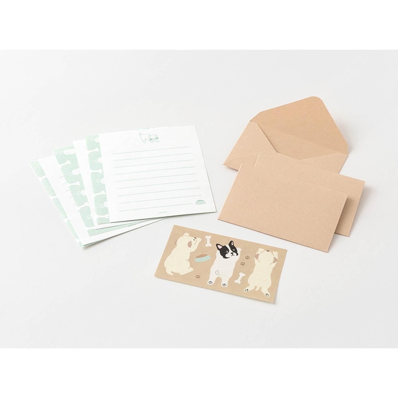 Midori Midori Set Carta da Lettere con Adesivi Hungry Dog