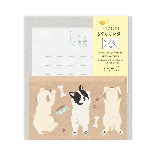 Midori Set Carta da Lettere con Adesivi Hungry Dog
