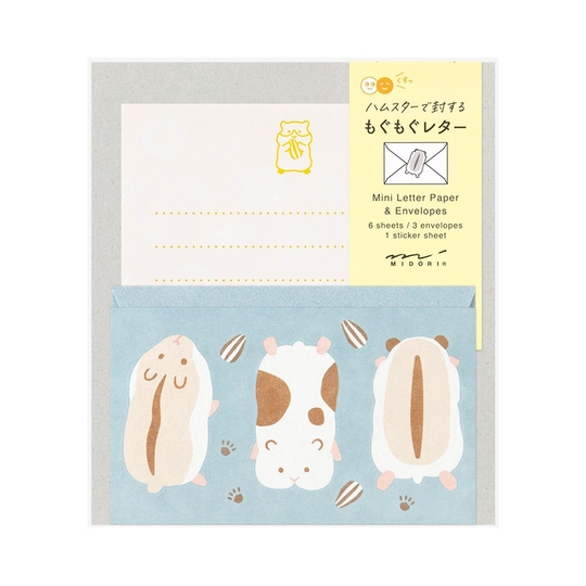 Midori Set Carta da Lettere con Adesivi Hungry Hamster