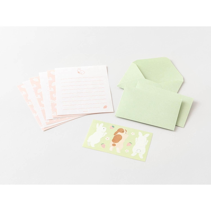 Midori Midori Set Carta da Lettere con Adesivi Hungry Rabbit