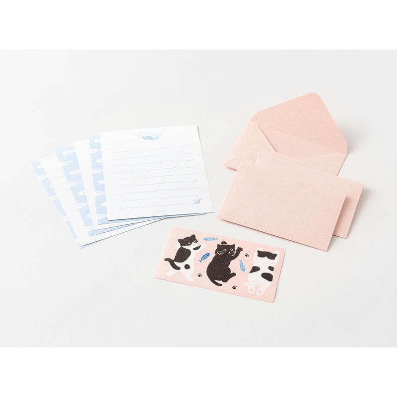 Midori Midori Mini Letter Set with Stickers Hungry Cat