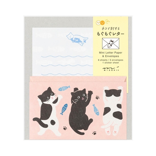 Midori Set Carta da Lettere con Adesivi Hungry Cat