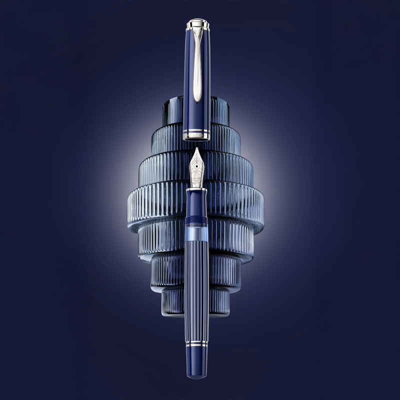 Pelikan Pelikan Souveran M815 Penna Stilografica Metal Striped Blue Edizione Speciale