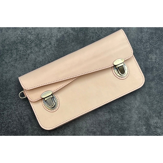 Galen Leather Accordion Pouch / Bag Undyed