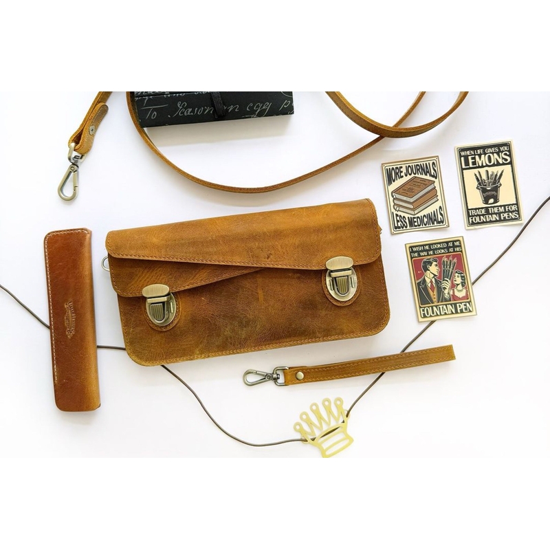 Galen Leather Galen Leather Accordion Pouch / Bag Crazy Horse Brown